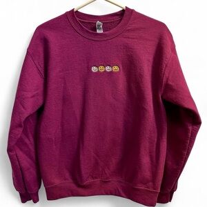 Burgundy embroidered pumpkin crewneck sweatshirt